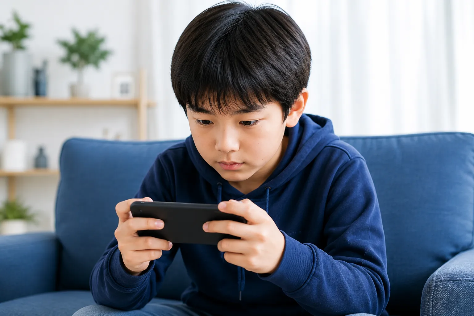 家に帰るとゲームや動画ばかりの子どものイラスト